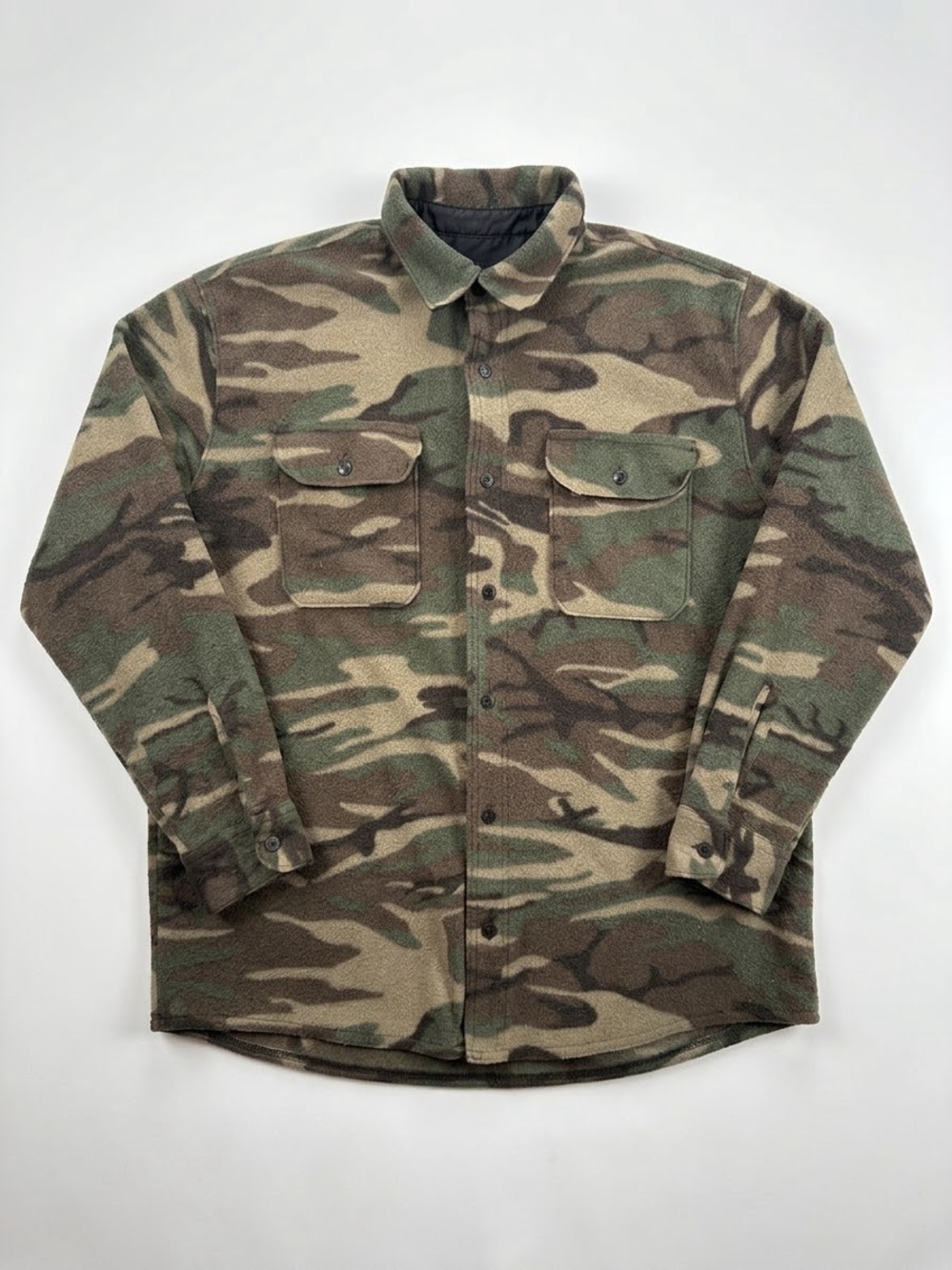 Wrangler Men's Camo Zip-Up Fleece Jacket - Green & Brown